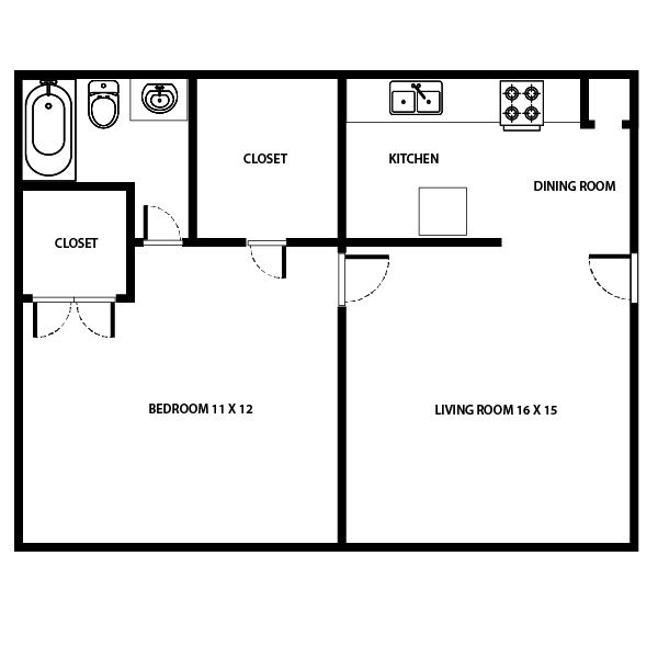 1 Bed 1 Bath - WD Connections, Upstairs
